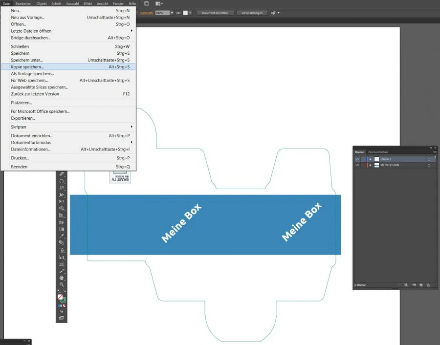 Wenn alles geprüft ist, SPEICHERN Sie Ihr Design als PDF