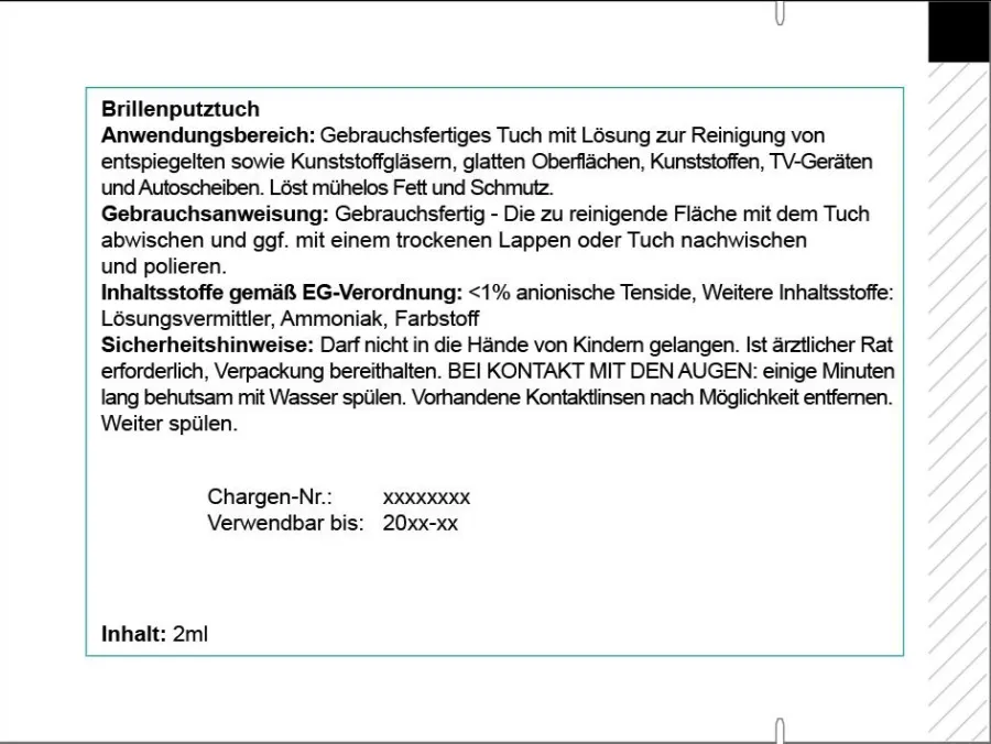 Pflichtangaben Brillentuch