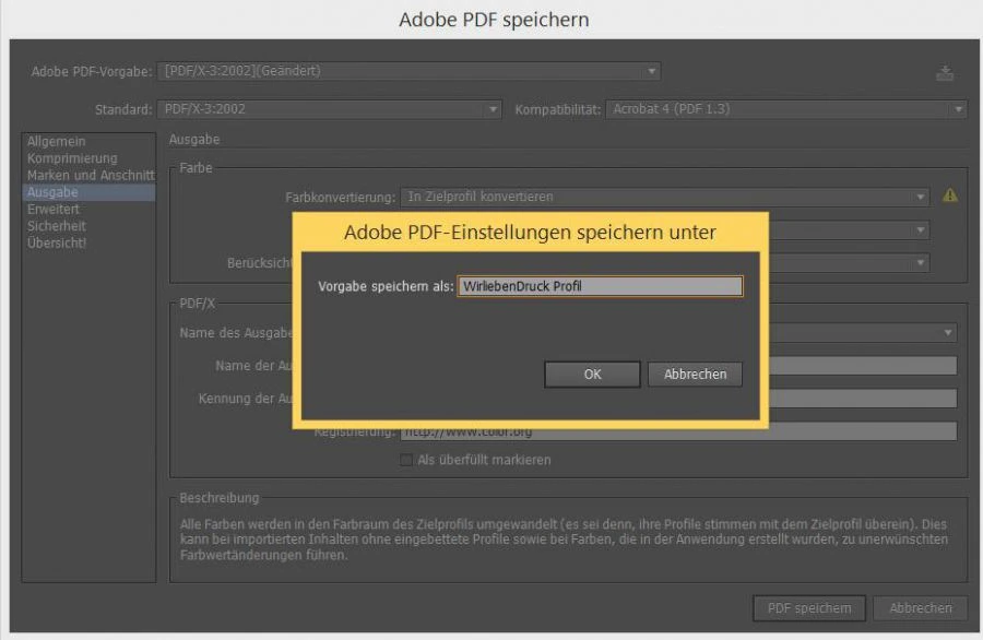 TIP: Speichern Sie sich diese Einstellungen für später